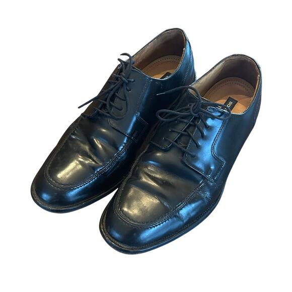⭐️ Bostonian‎ First Flex Black Leather Lace Up Formal Dress Fancy Shoes Mens 10 - Picture 1 of 6